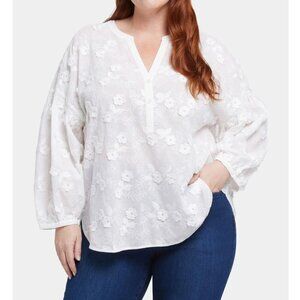 NYD Jeans Paulina Peasant Blouse Floral 1X